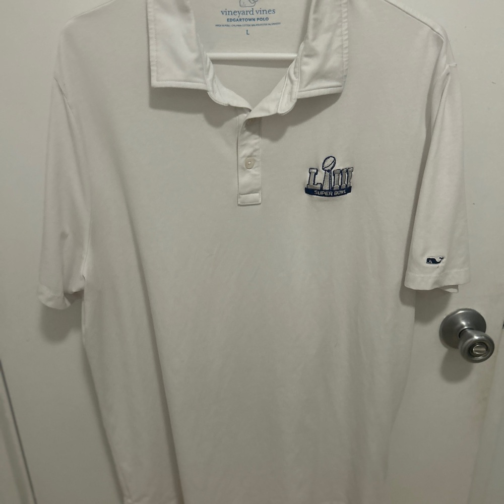 Super Bowl Liii Polo Shirt Vineyard Vines Golf Patriots Vs Rams Edgarton Pima